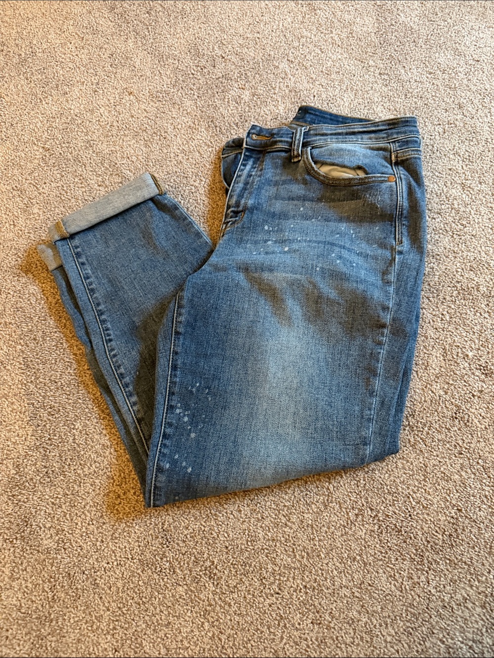 Judy Blue Vintage Medium Blue Boyfriend Jeans with Rolled Cuff